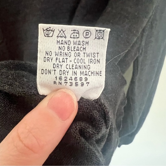 Tom James Black 100% Pure Merino Wool Gray Mock Neck Knit Top Men's L Preppy - Picture 5 of 6